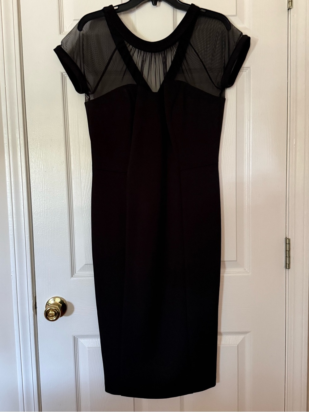 Robbie Bee Black Mesh Yoke Midi Dress